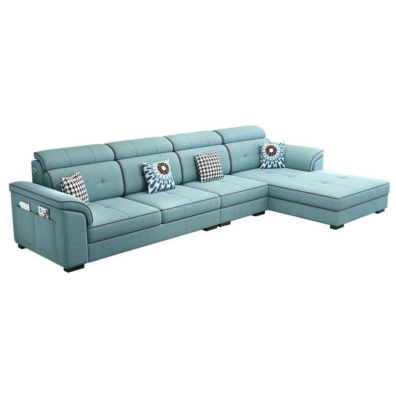 Modern L-shape Sectionas Faux Leather/Linen Sofa with Reversible Chaise and Storage