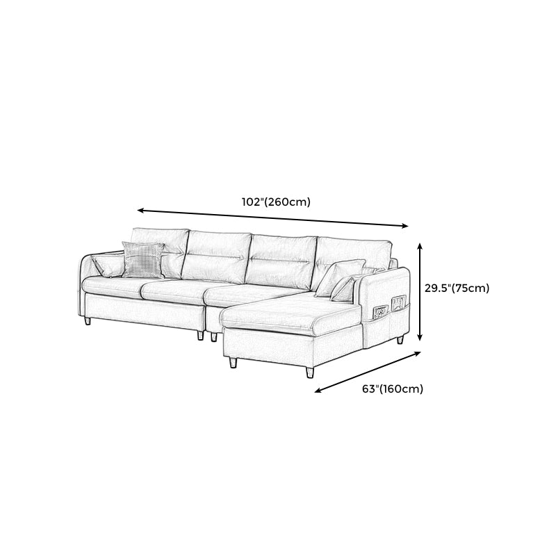 102.36"L x 62.99"W x 29.53"H Modern 4-Seat Cushion Back Sofa Track Arm Sectional