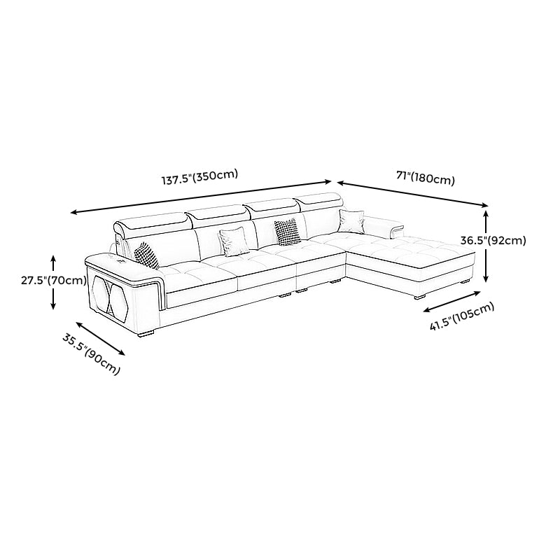 Contemporary L-shape Sectional Right Hand Facing Sofa and Chaise for Living Room