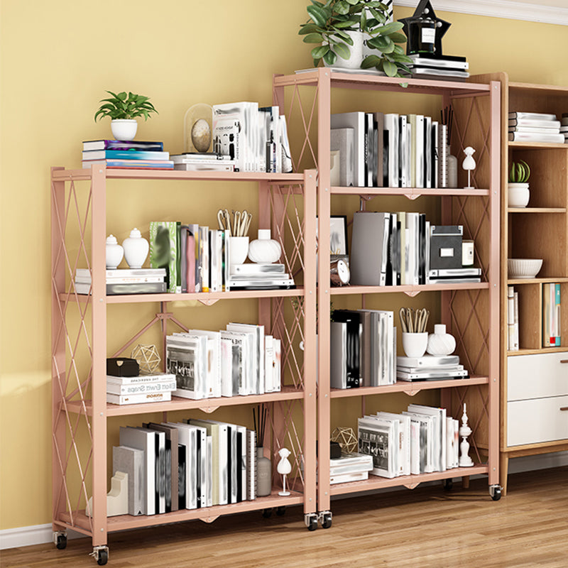 Foldable Bookshelf Scandinavian Style Bookcase for Home Office with Casters