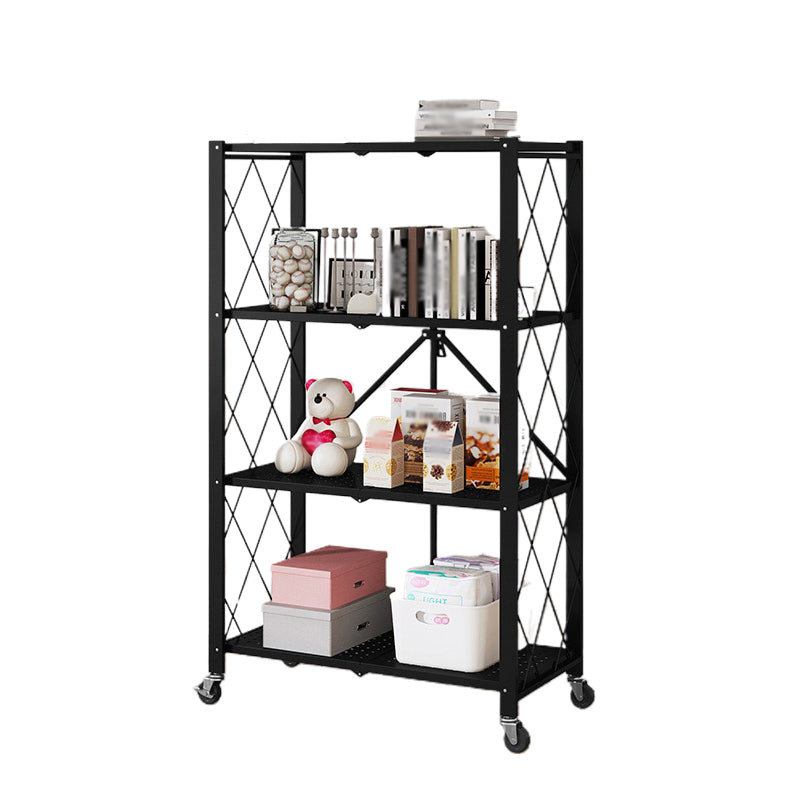 Foldable Bookshelf Scandinavian Style Bookcase for Home Office with Casters