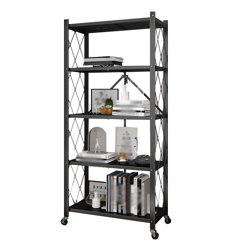 Foldable Bookshelf Scandinavian Style Bookcase for Home Office with Casters