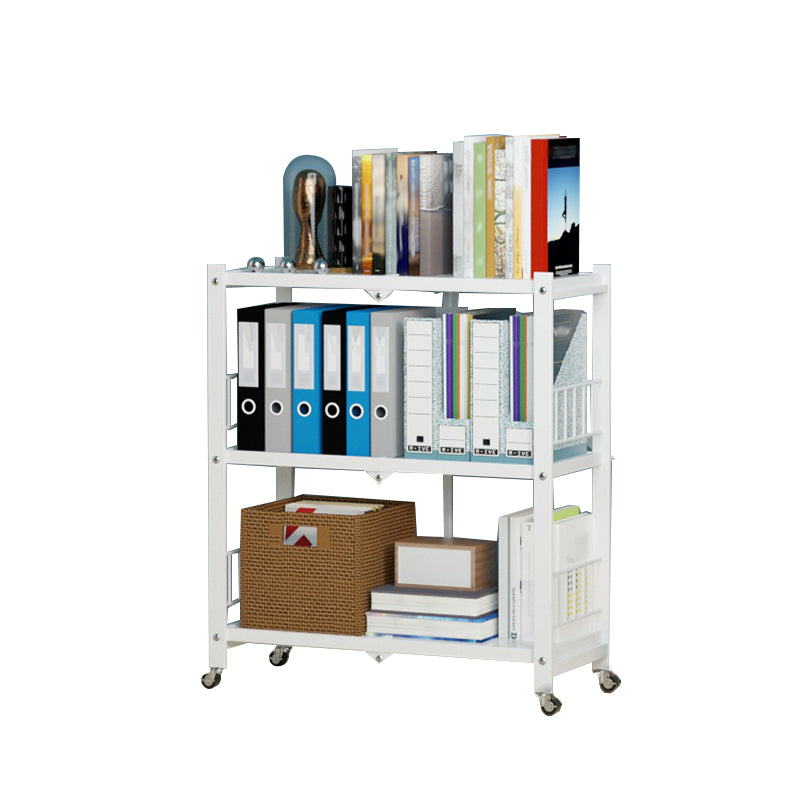 Foldable Bookshelf Scandinavian Style Bookcase for Home Office with Casters