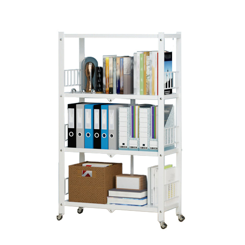 Foldable Bookshelf Scandinavian Style Bookcase for Home Office with Casters