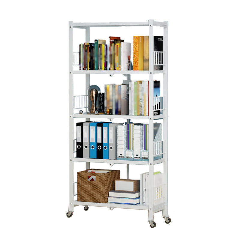 Foldable Bookshelf Scandinavian Style Bookcase for Home Office with Casters