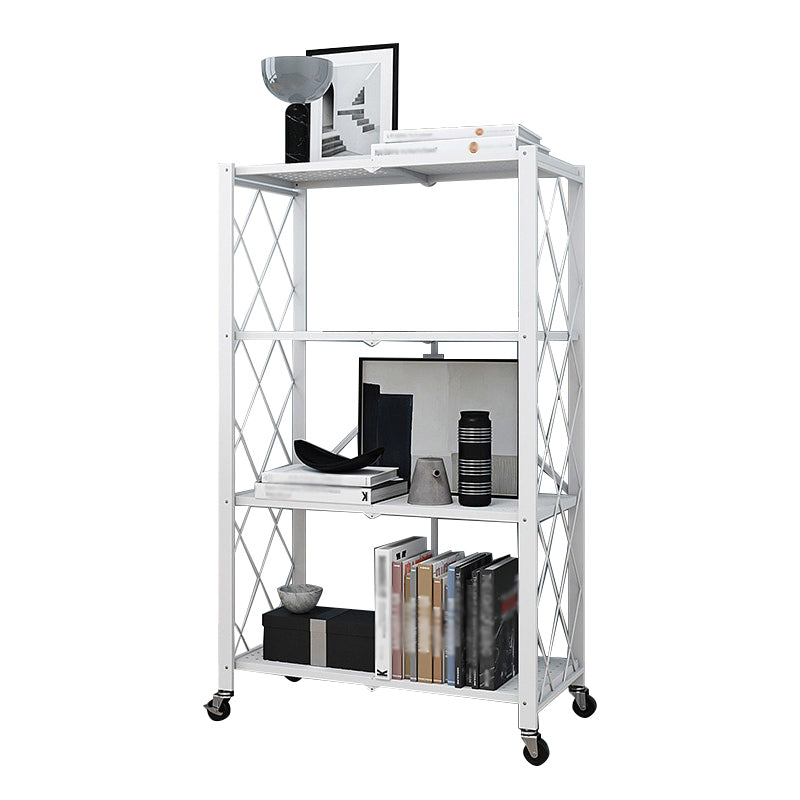 Foldable Bookshelf Scandinavian Style Bookcase for Home Office with Casters