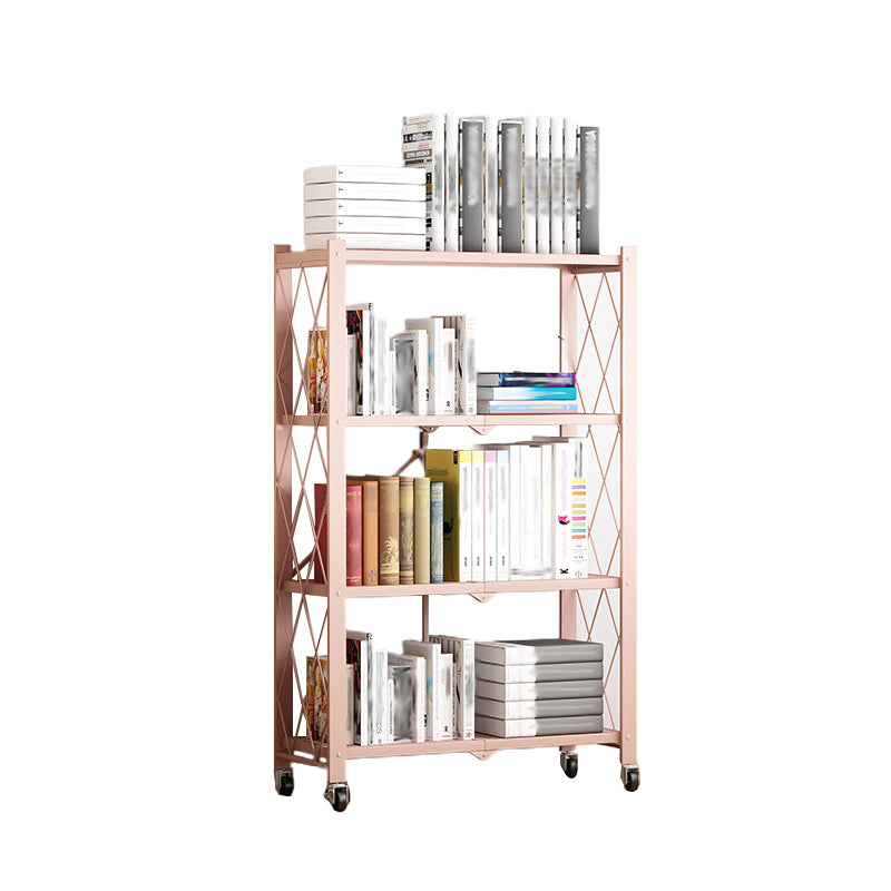 Foldable Bookshelf Scandinavian Style Bookcase for Home Office with Casters