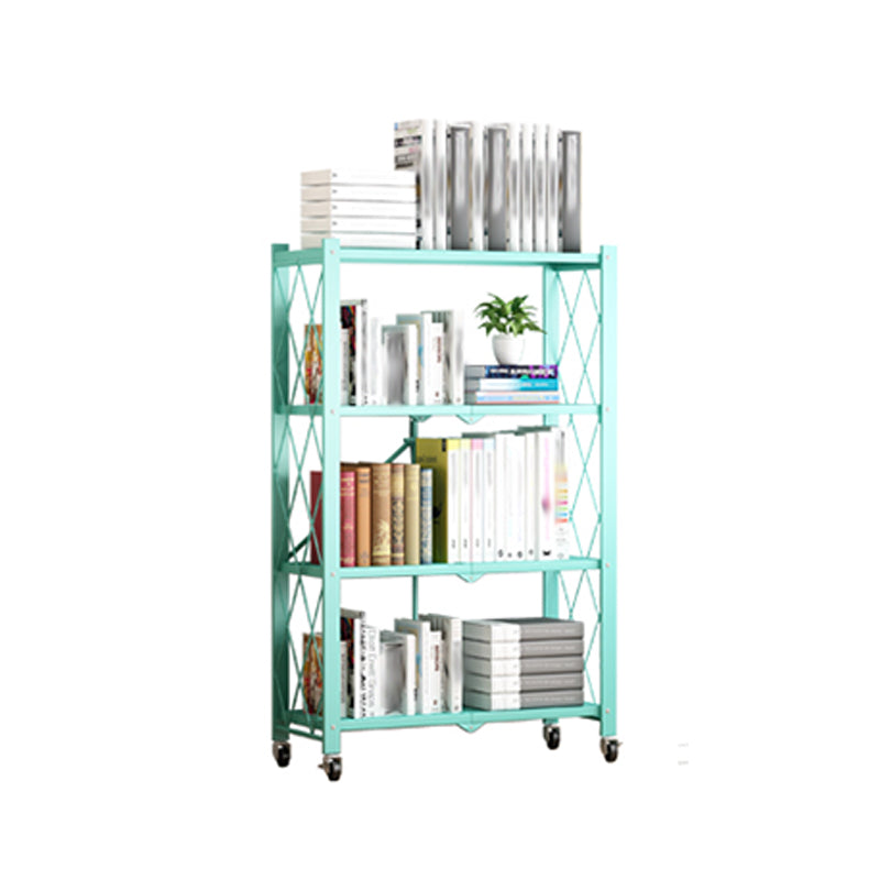 Foldable Bookshelf Scandinavian Style Bookcase for Home Office with Casters