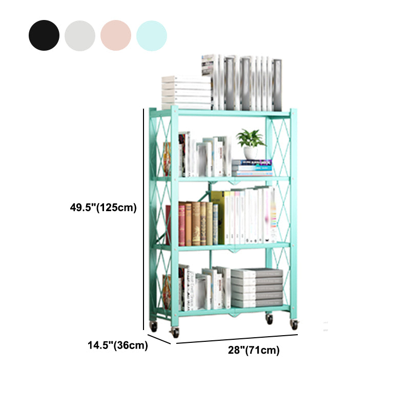 Foldable Bookshelf Scandinavian Style Bookcase for Home Office with Casters