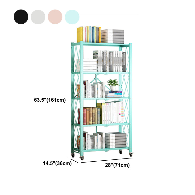 Foldable Bookshelf Scandinavian Style Bookcase for Home Office with Casters