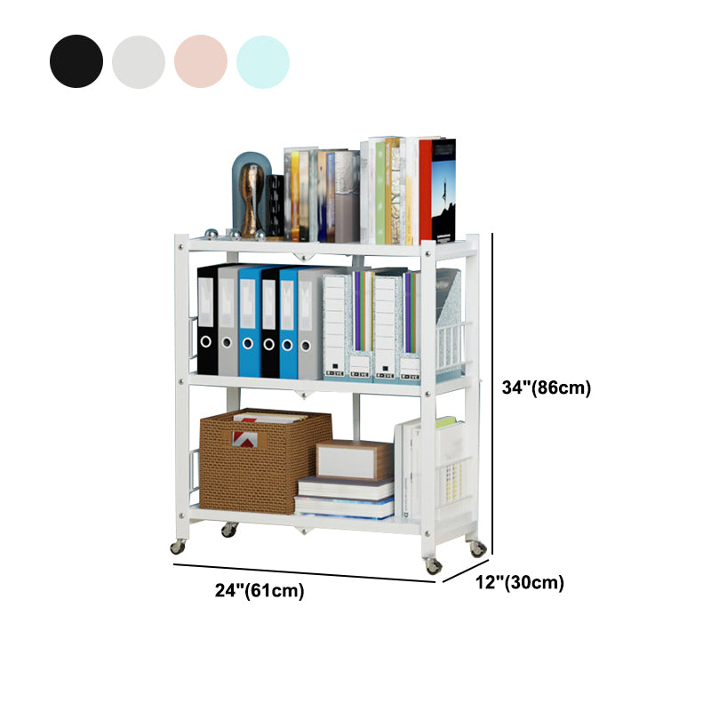 Foldable Bookshelf Scandinavian Style Bookcase for Home Office with Casters