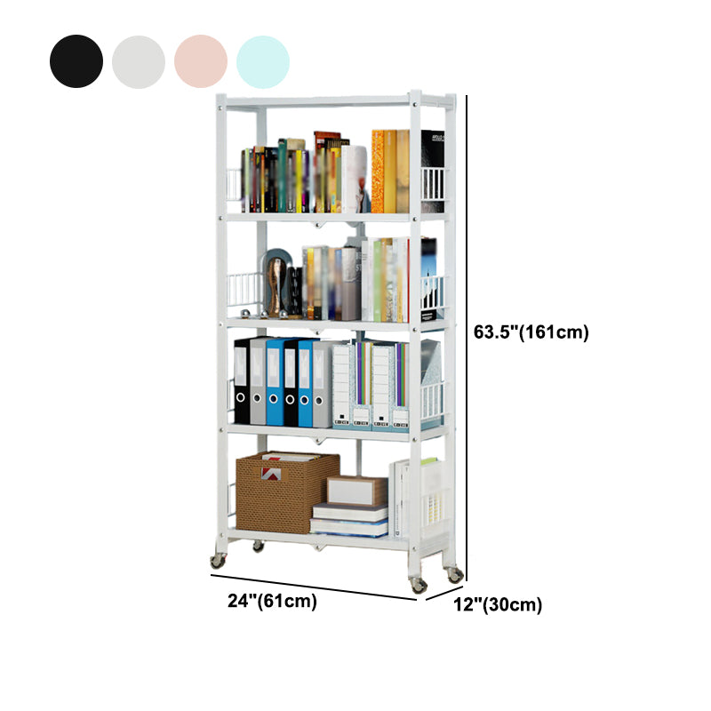 Foldable Bookshelf Scandinavian Style Bookcase for Home Office with Casters