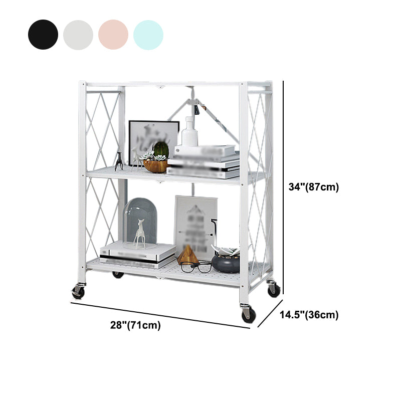 Foldable Bookshelf Scandinavian Style Bookcase for Home Office with Casters