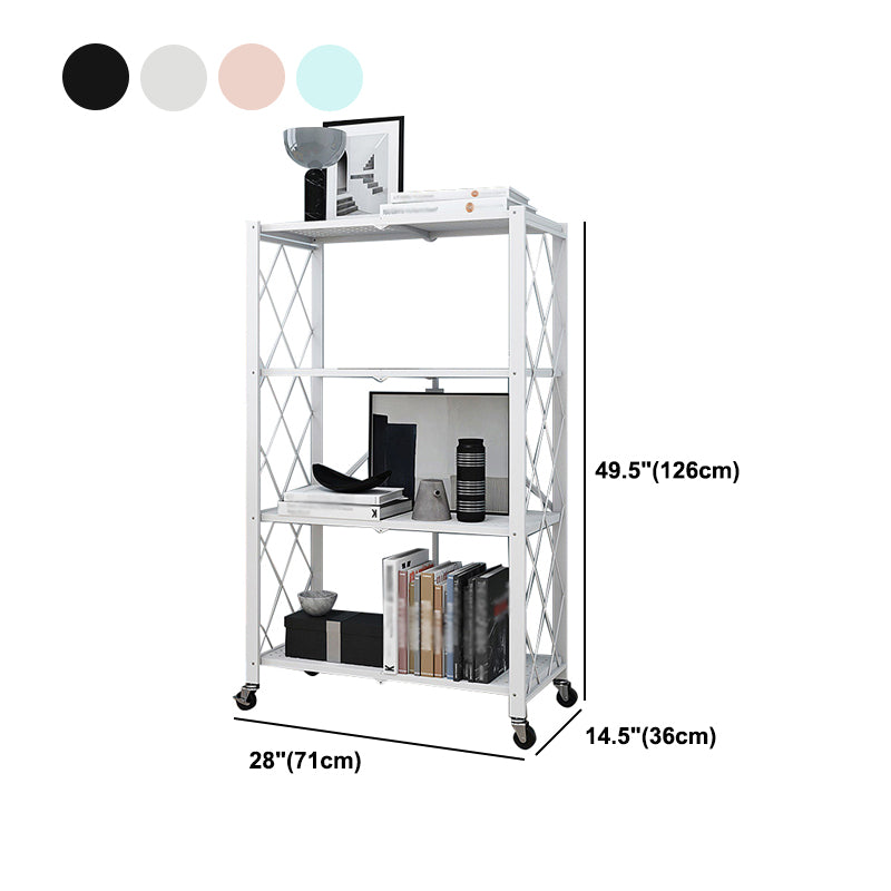 Foldable Bookshelf Scandinavian Style Bookcase for Home Office with Casters