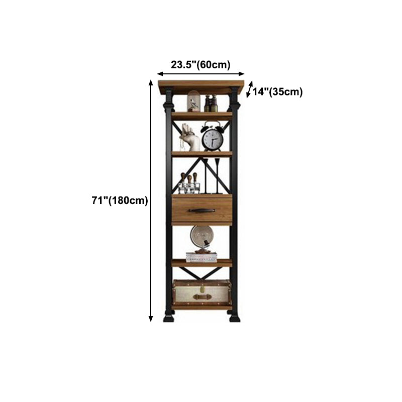 Solid Wood Bookshelf Industrial Style Open Back Bookcase for Home Office