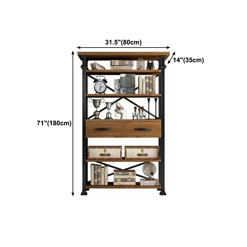 Solid Wood Bookshelf Industrial Style Open Back Bookcase for Home Office