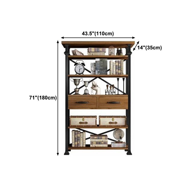 Solid Wood Bookshelf Industrial Style Open Back Bookcase for Home Office