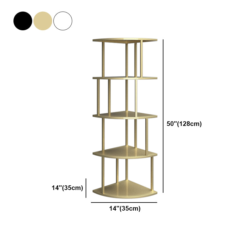 Scandinavian Iron Corner Bookshelf Vertical Open Bookcase for Bedroom