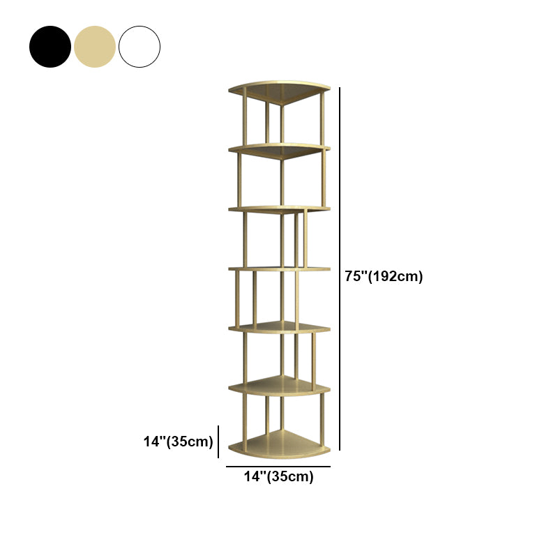 Scandinavian Iron Corner Bookshelf Vertical Open Bookcase for Bedroom