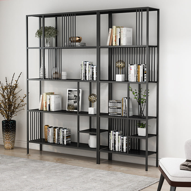 Metal Open Back Bookshelf Industrial Vertical Bookcase for Living Room