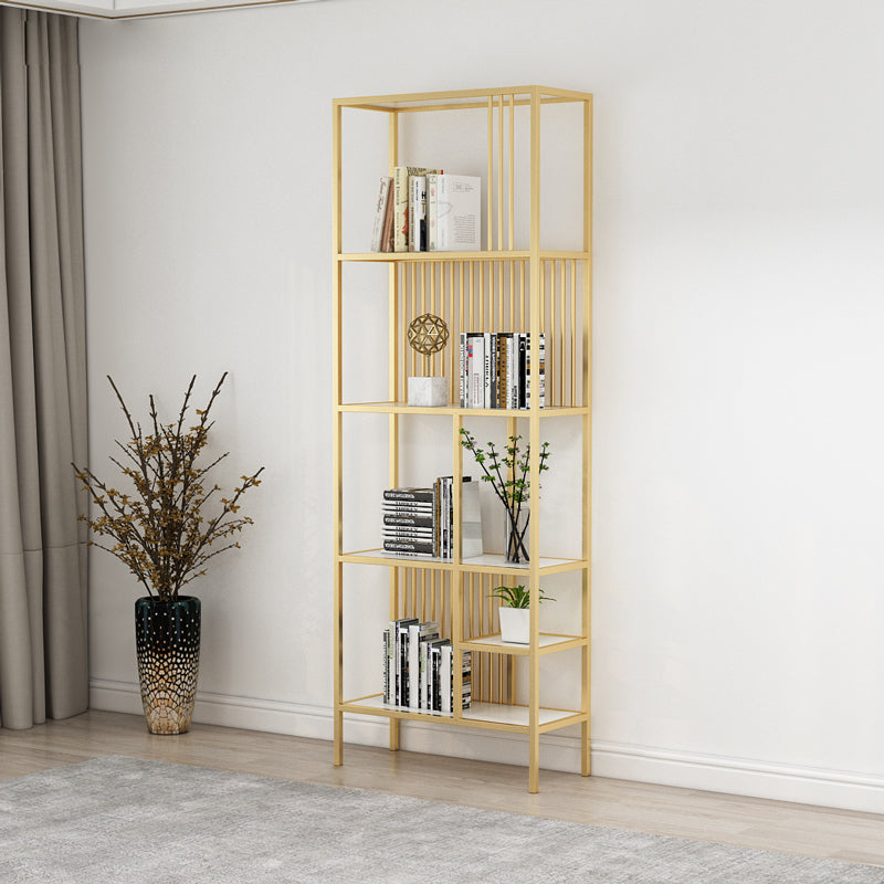 Metal Open Back Bookshelf Industrial Vertical Bookcase for Living Room