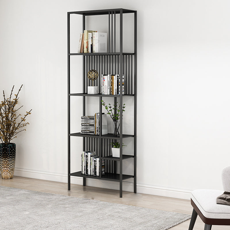 Metal Open Back Bookshelf Industrial Vertical Bookcase for Living Room