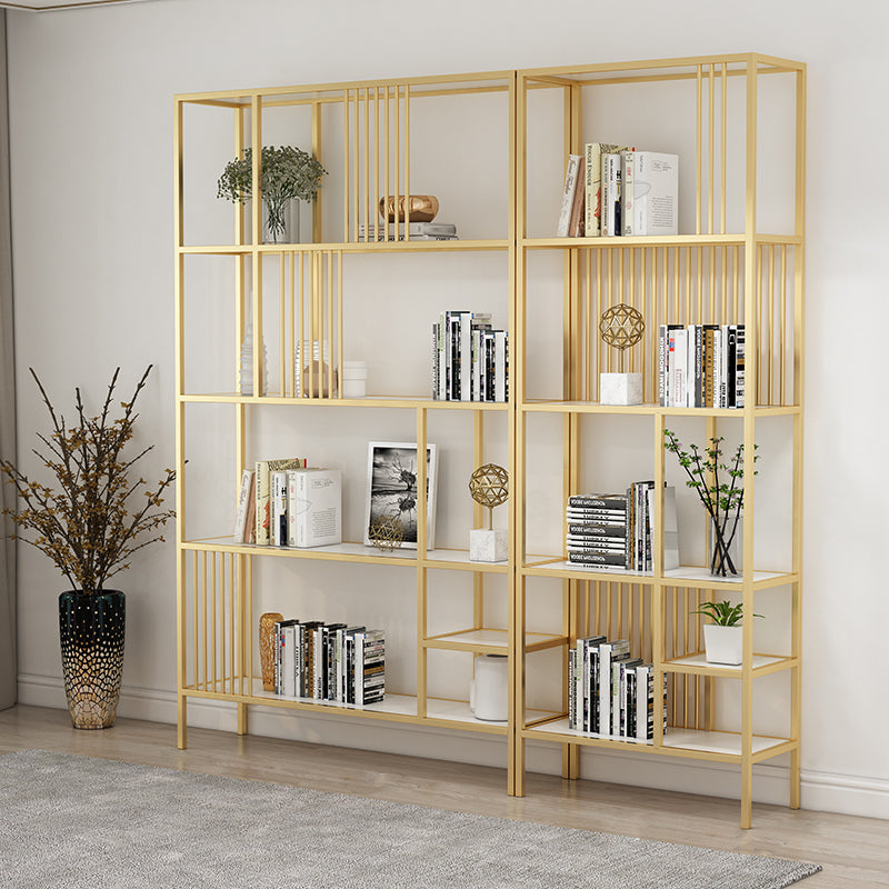 Metal Open Back Bookshelf Industrial Vertical Bookcase for Living Room