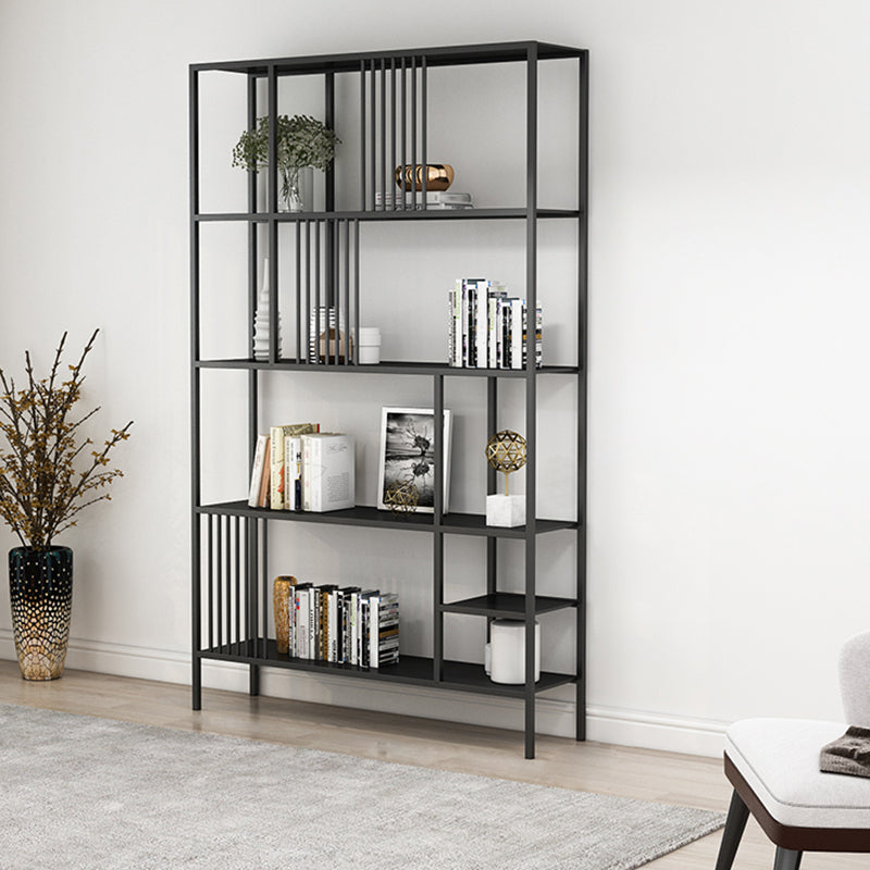 Metal Open Back Bookshelf Industrial Vertical Bookcase for Living Room