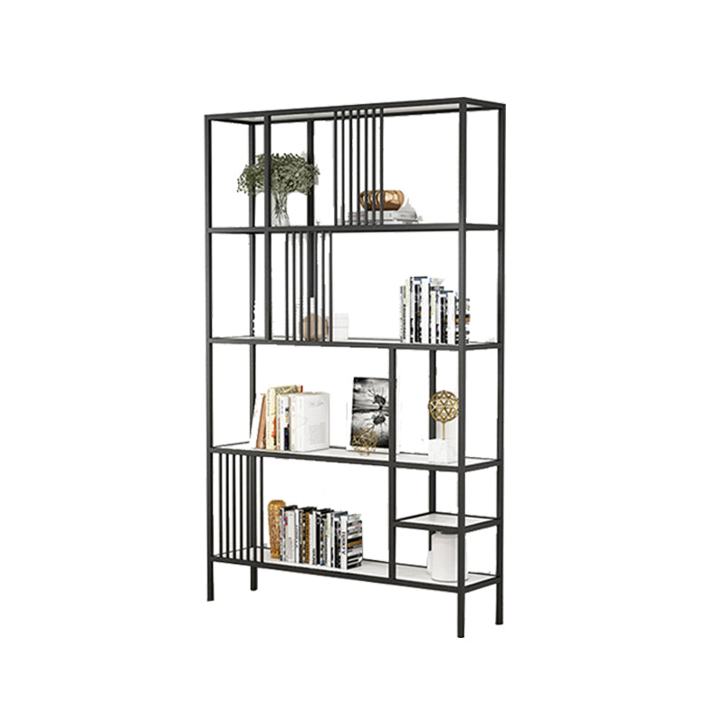 Metal Open Back Bookshelf Industrial Vertical Bookcase for Living Room