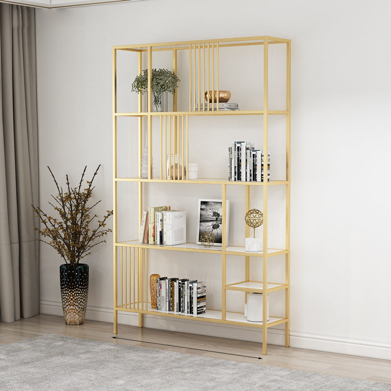 Metal Open Back Bookshelf Industrial Vertical Bookcase for Living Room