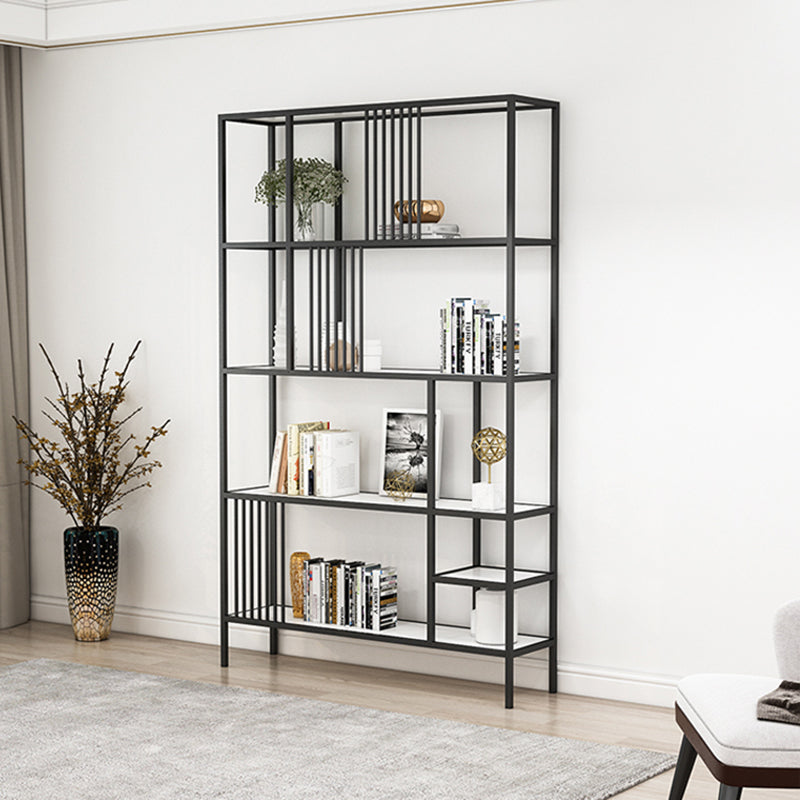 Metal Open Back Bookshelf Industrial Vertical Bookcase for Living Room