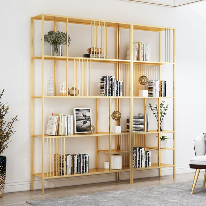 Metal Open Back Bookshelf Industrial Vertical Bookcase for Living Room