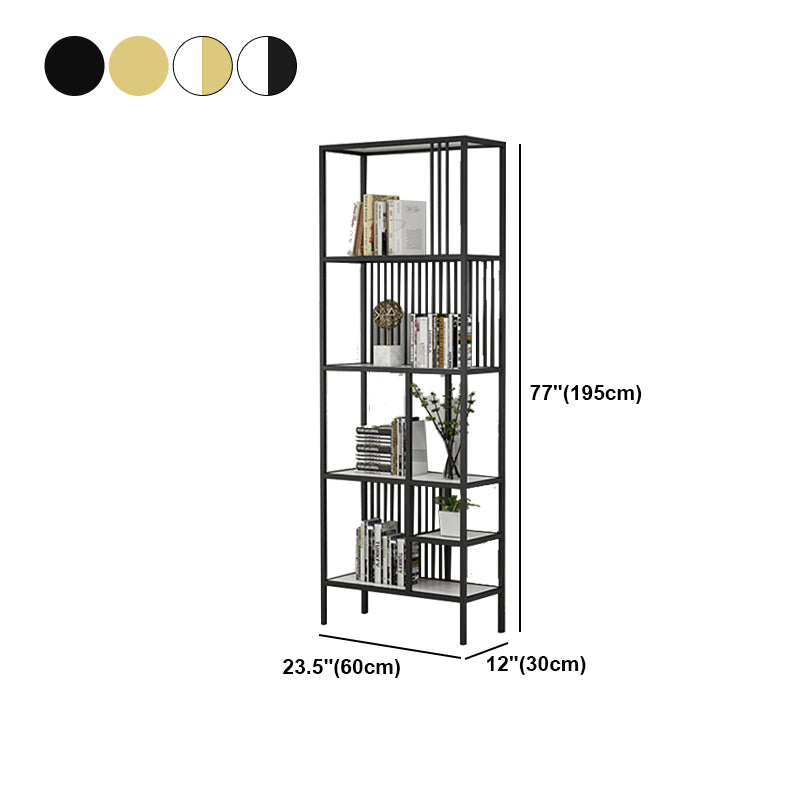 Metal Open Back Bookshelf Industrial Vertical Bookcase for Living Room