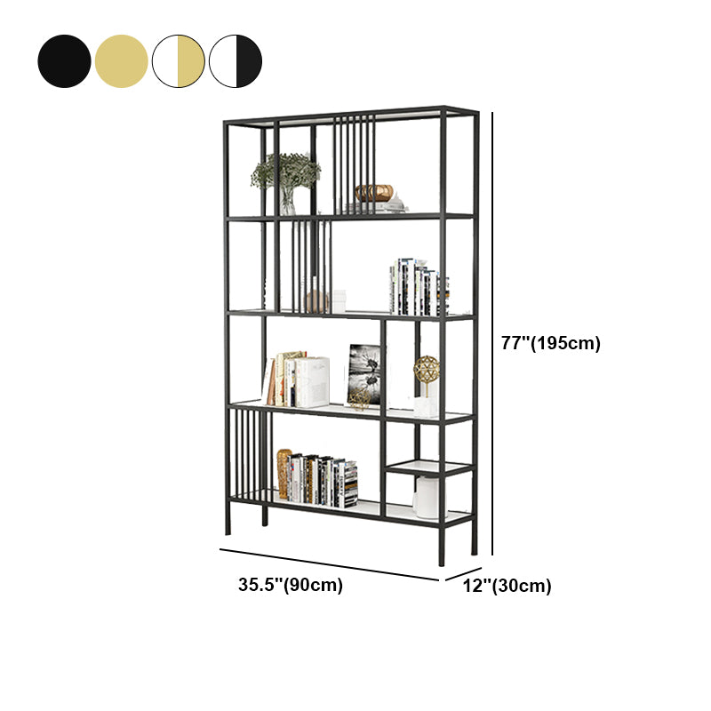 Metal Open Back Bookshelf Industrial Vertical Bookcase for Living Room