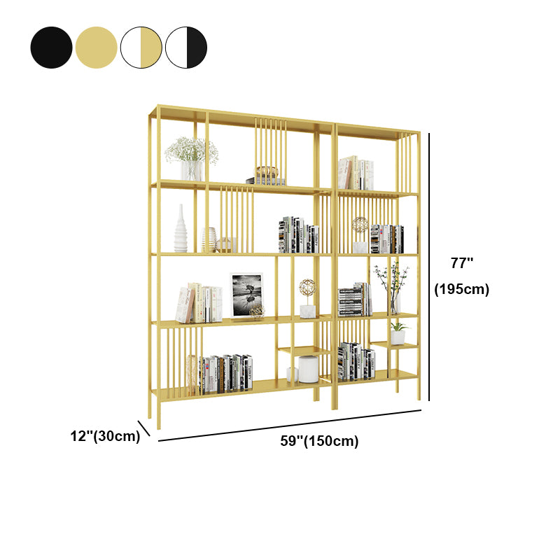 Metal Open Back Bookshelf Industrial Vertical Bookcase for Living Room