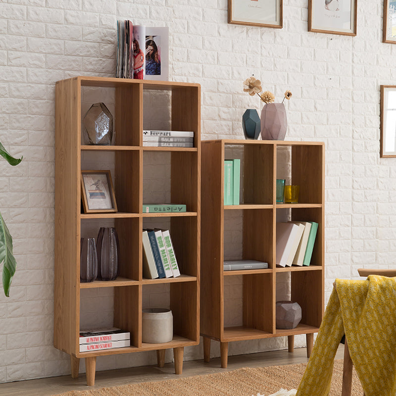 Natural Scandinavian Etagere Bookshelf White Oak Open Bookcase