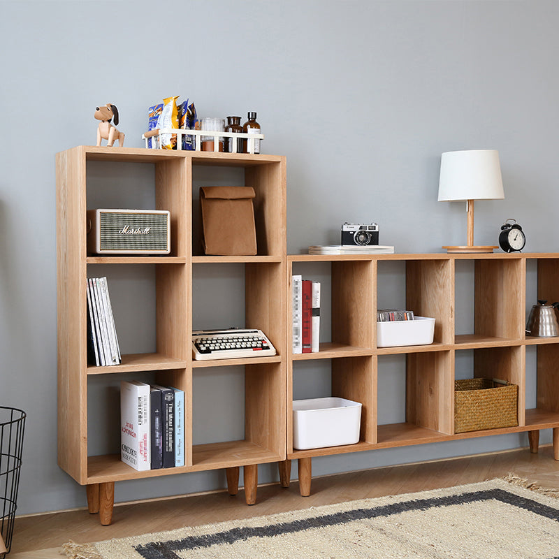 Natural Scandinavian Etagere Bookshelf White Oak Open Bookcase