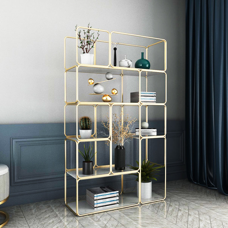 Glam Style Metal Bookshelf Etagere Shelf Bookcase for Home Office