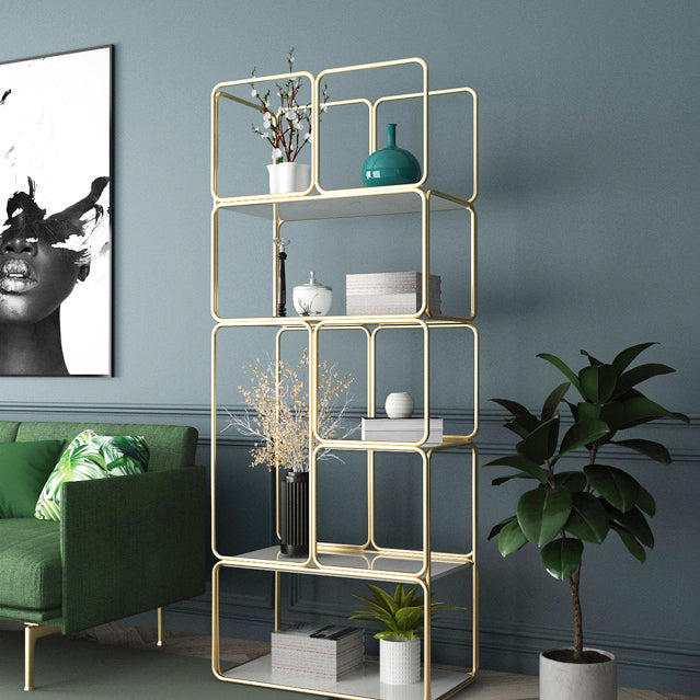 Glam Style Metal Bookshelf Etagere Shelf Bookcase for Home Office