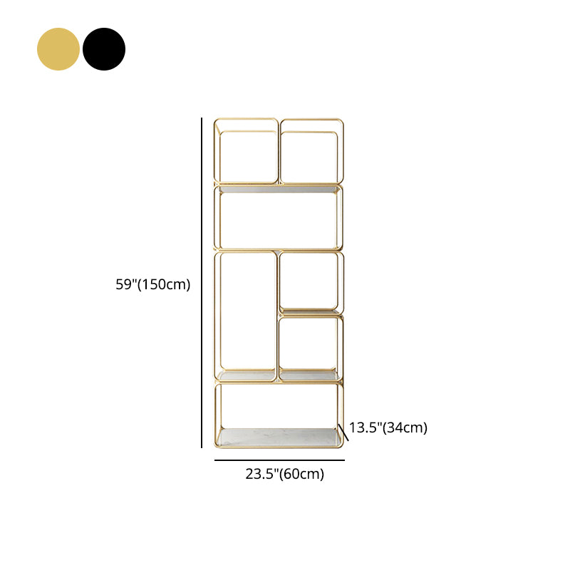 Glam Style Metal Bookshelf Etagere Shelf Bookcase for Home Office