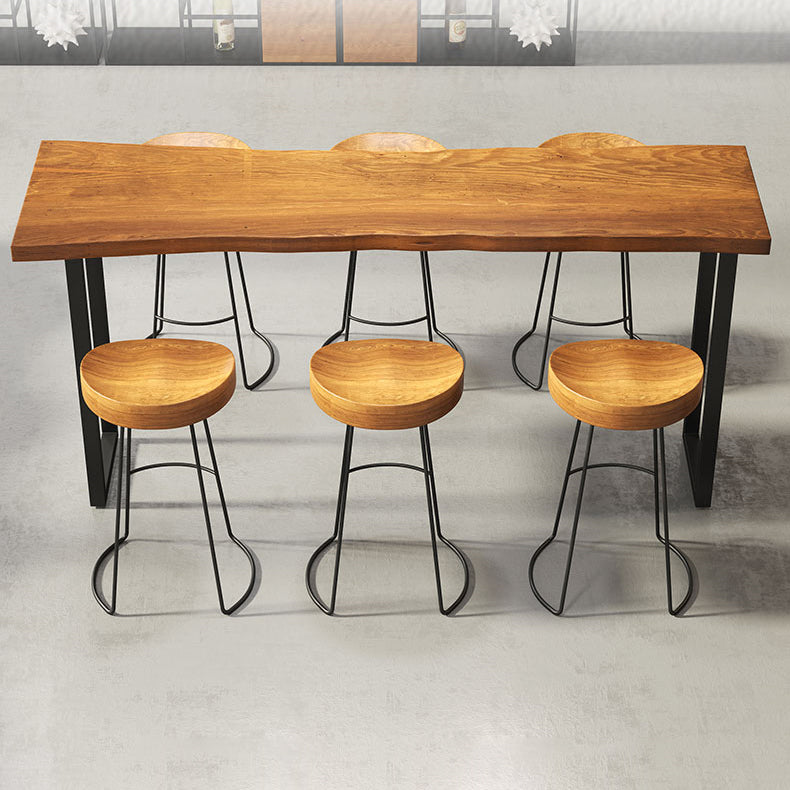 Industrial Bar Dining Table Solid Wood Bar Dining Table with Sled Base