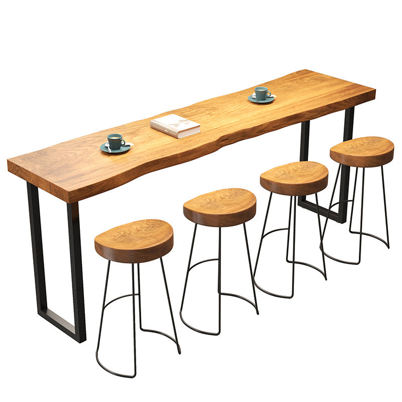 Industrial Bar Dining Table Solid Wood Bar Dining Table with Sled Base