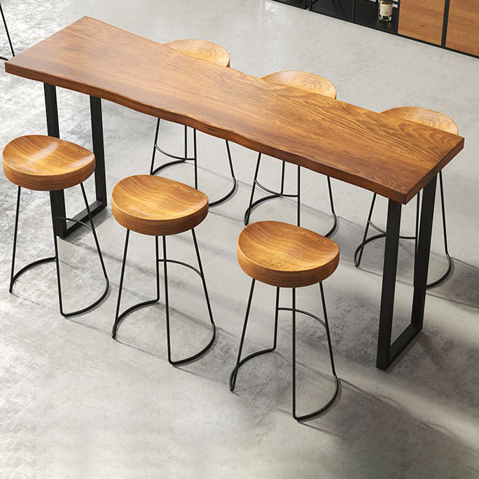 Industrial Bar Dining Table Solid Wood Bar Dining Table with Sled Base