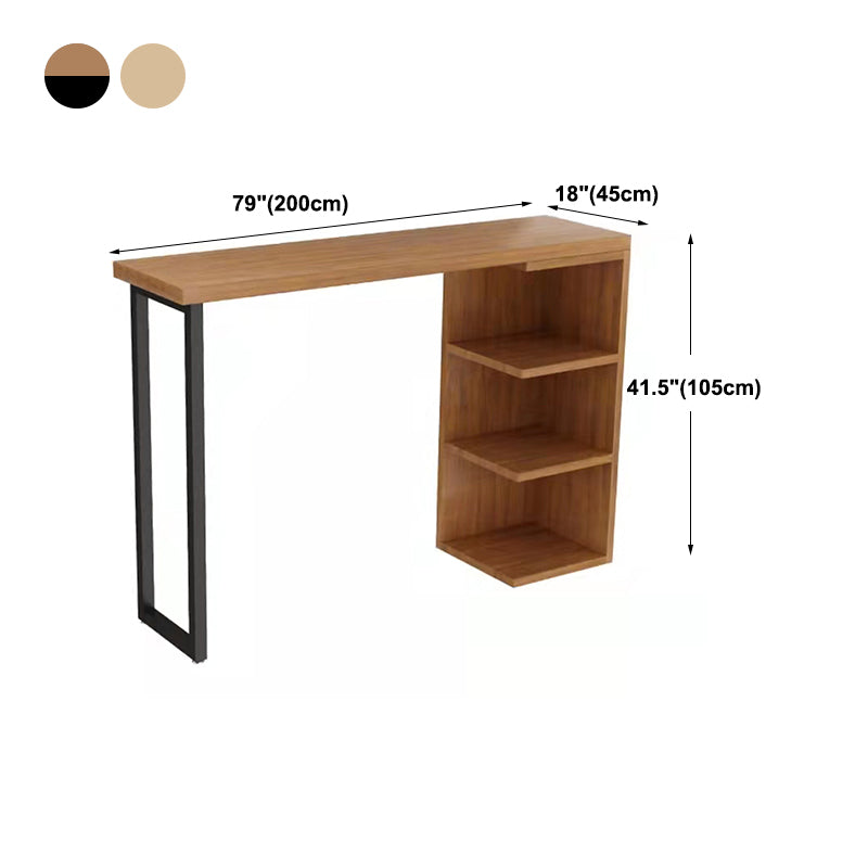 Modern Wood Bar Dining Table Rectangle Indoor Bistro Table with Shelf