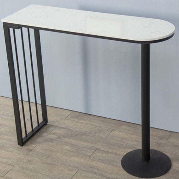 Glam Iron Bar Dining Table with White Stone Top Indoor Bistro Table Fixed Table