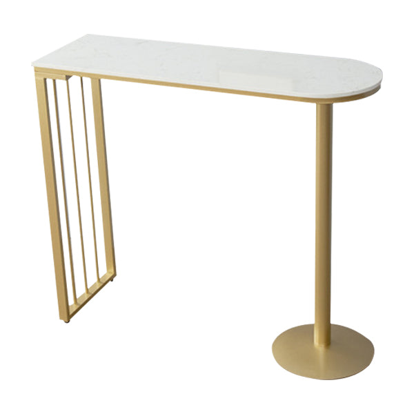 Glam Iron Bar Dining Table with White Stone Top Indoor Bistro Table Fixed Table