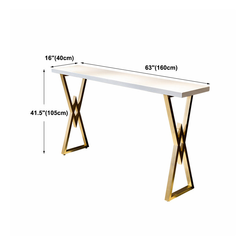 Glam Gold Iron Bar Dining Table White Wood Rectangle Indoor Bistro Table