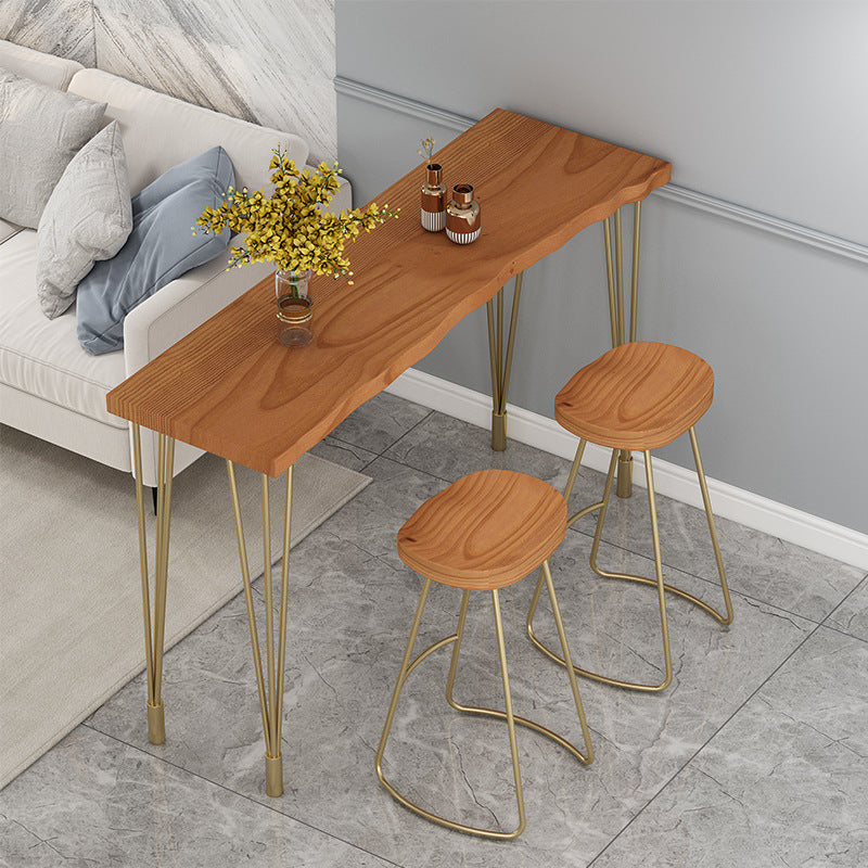 Nordic Glam Style Wooden Table Dining Bar Counter Table for Kitchen