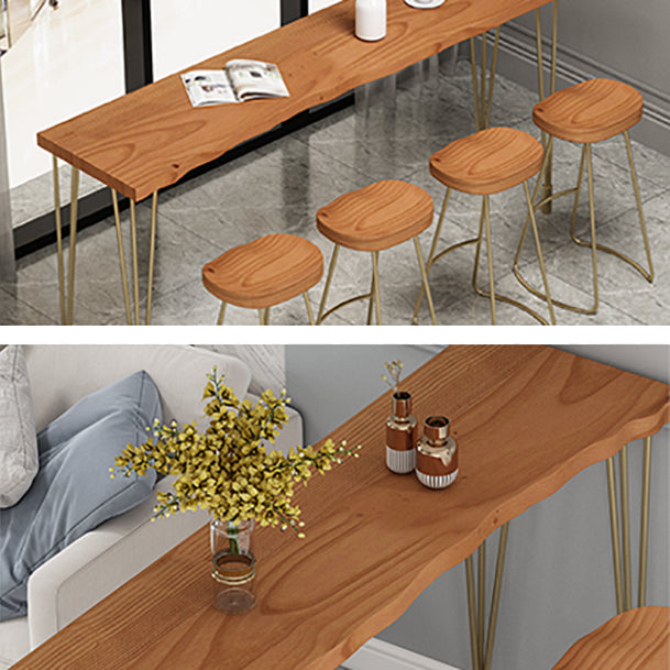 Nordic Glam Style Wooden Table Dining Bar Counter Table for Kitchen