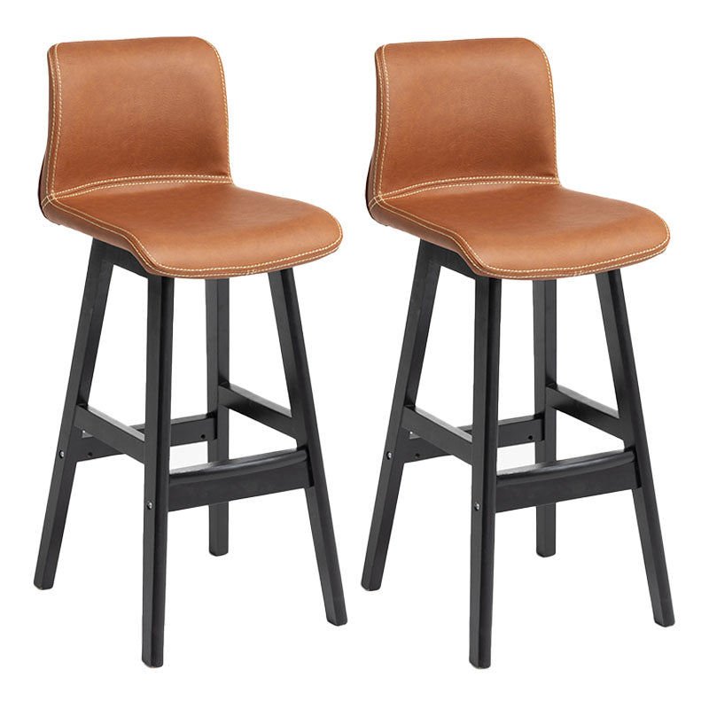 Scandinavian Rubberwood Home Stool Matte Finish Leather Barstool